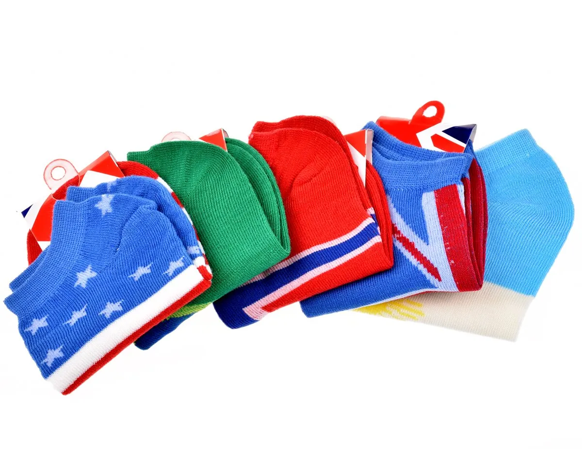 10 Pairs One Size National Flag Series World Cup Cotton Ankle Socks