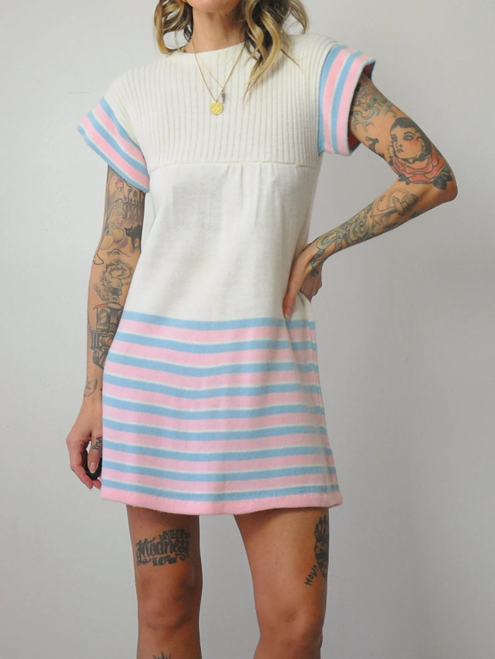 1970's Petite Stripe Sweater Dress