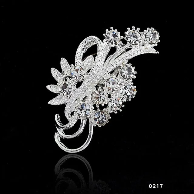 2016 Charming Jewelry Bridal Bouquet Flower Pattern Brooch Pin Rhinestone Inlaid Crystal Women Wedding Brooches 14 types