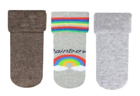 Baby Boy Anti-Slip Terry Socks Rainbow Grey 3Pk (12-18mths)