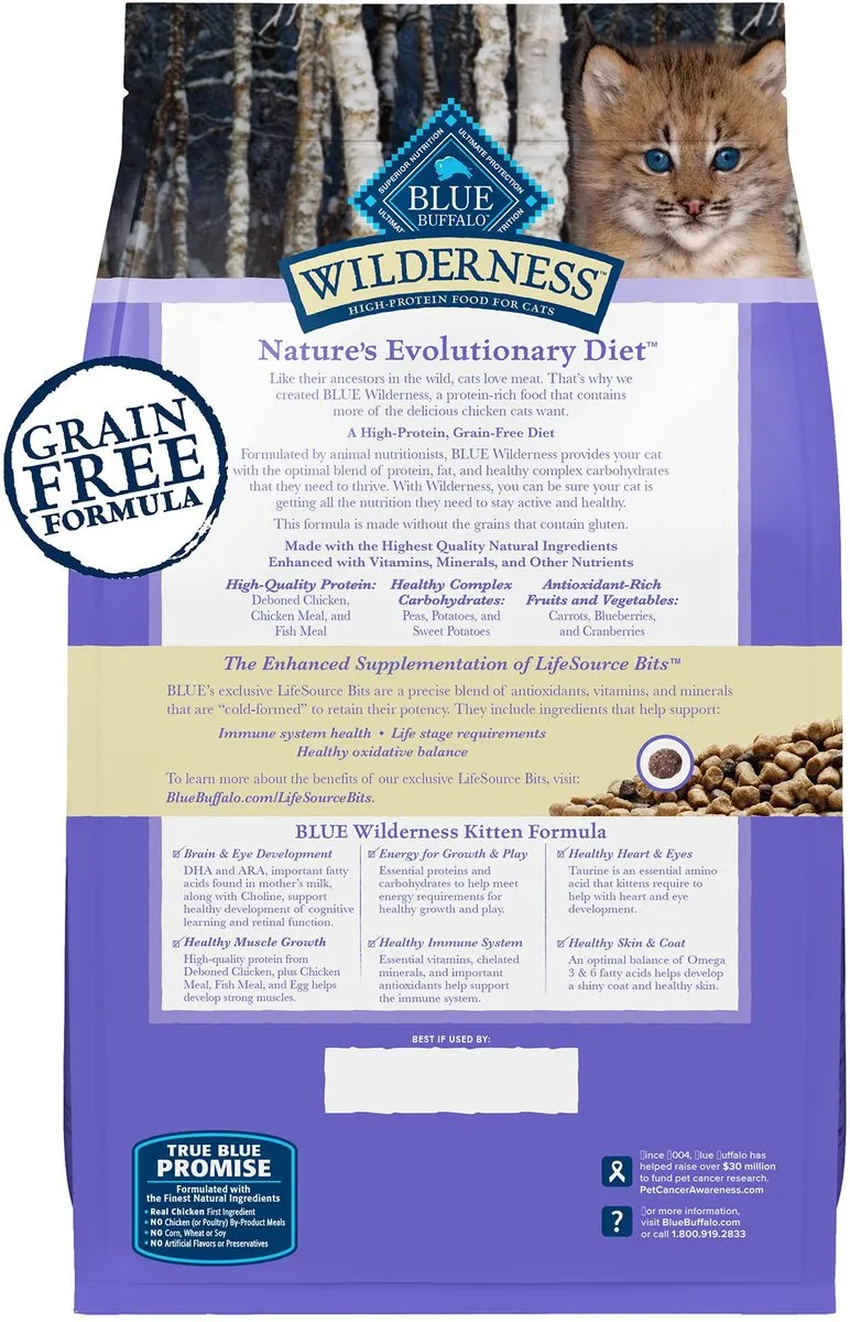 Blue Buffalo Wilderness High Protein Natural Grain-Free Chicken Kitten Dry Cat Food