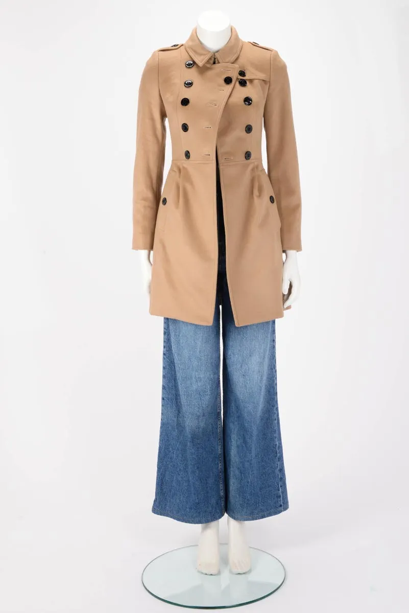 Burberry Camel Wool & Cashmere Sandbeck Mid-Length Coat UK 2