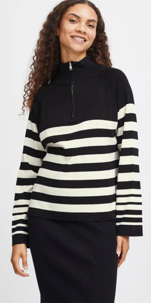 B.Young Striped Half Zip Jumper