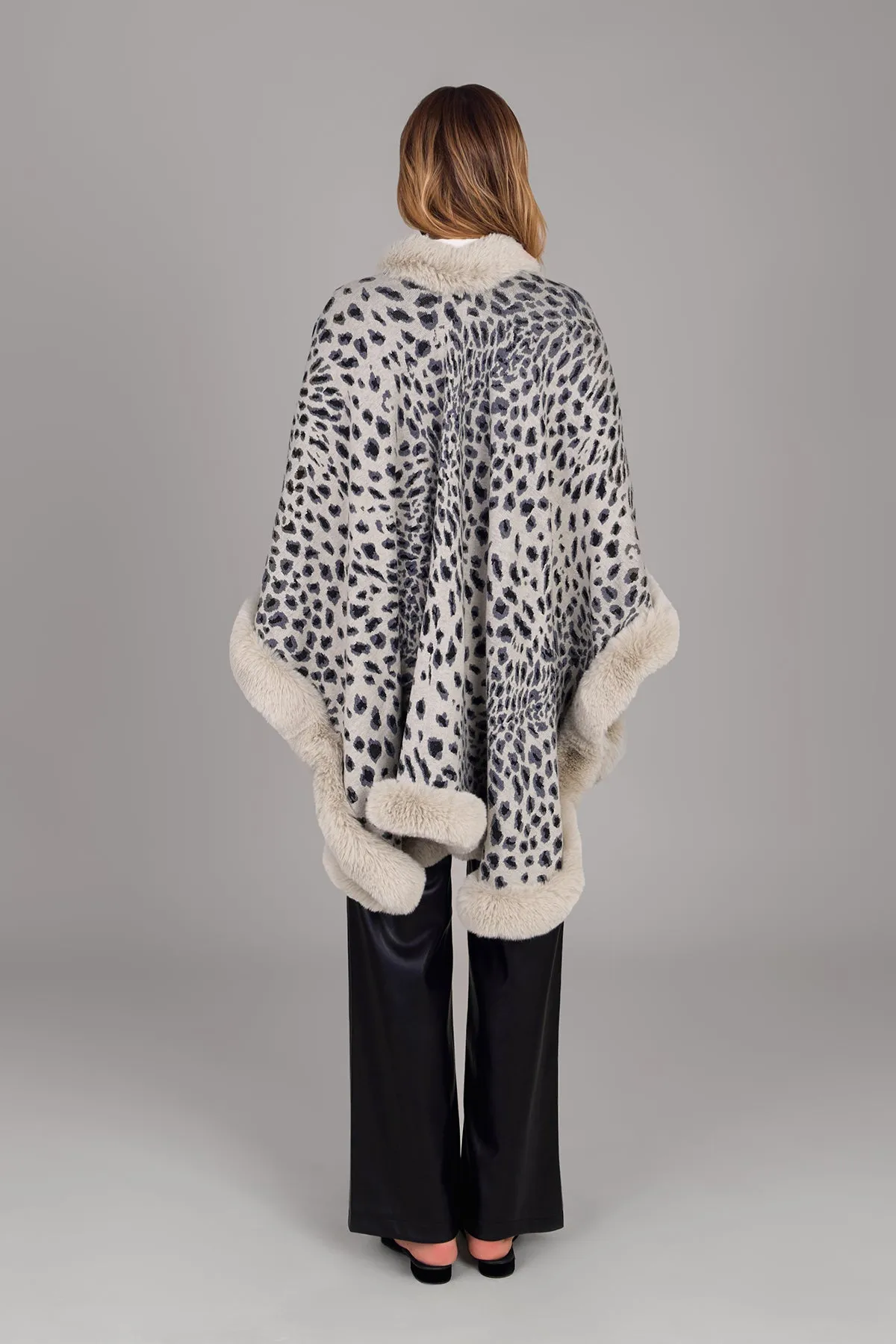 Cheetah Print Kimono Faux Fur Cape