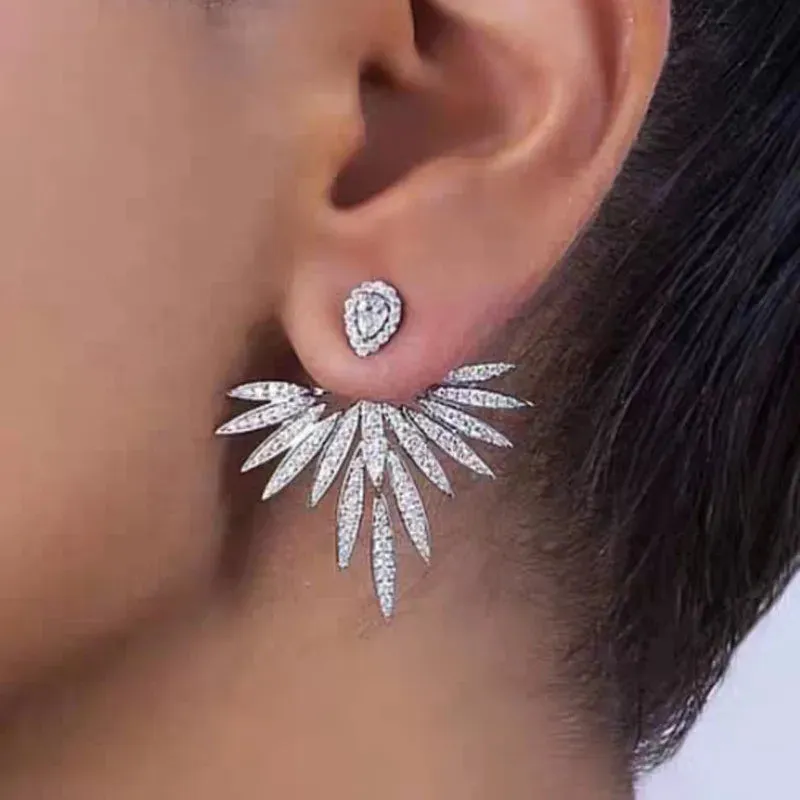 Crystal Flower Dangle Fashion Hyperbole Crystal Wing Korean Earring