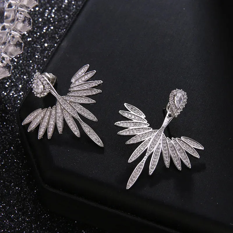 Crystal Flower Dangle Fashion Hyperbole Crystal Wing Korean Earring