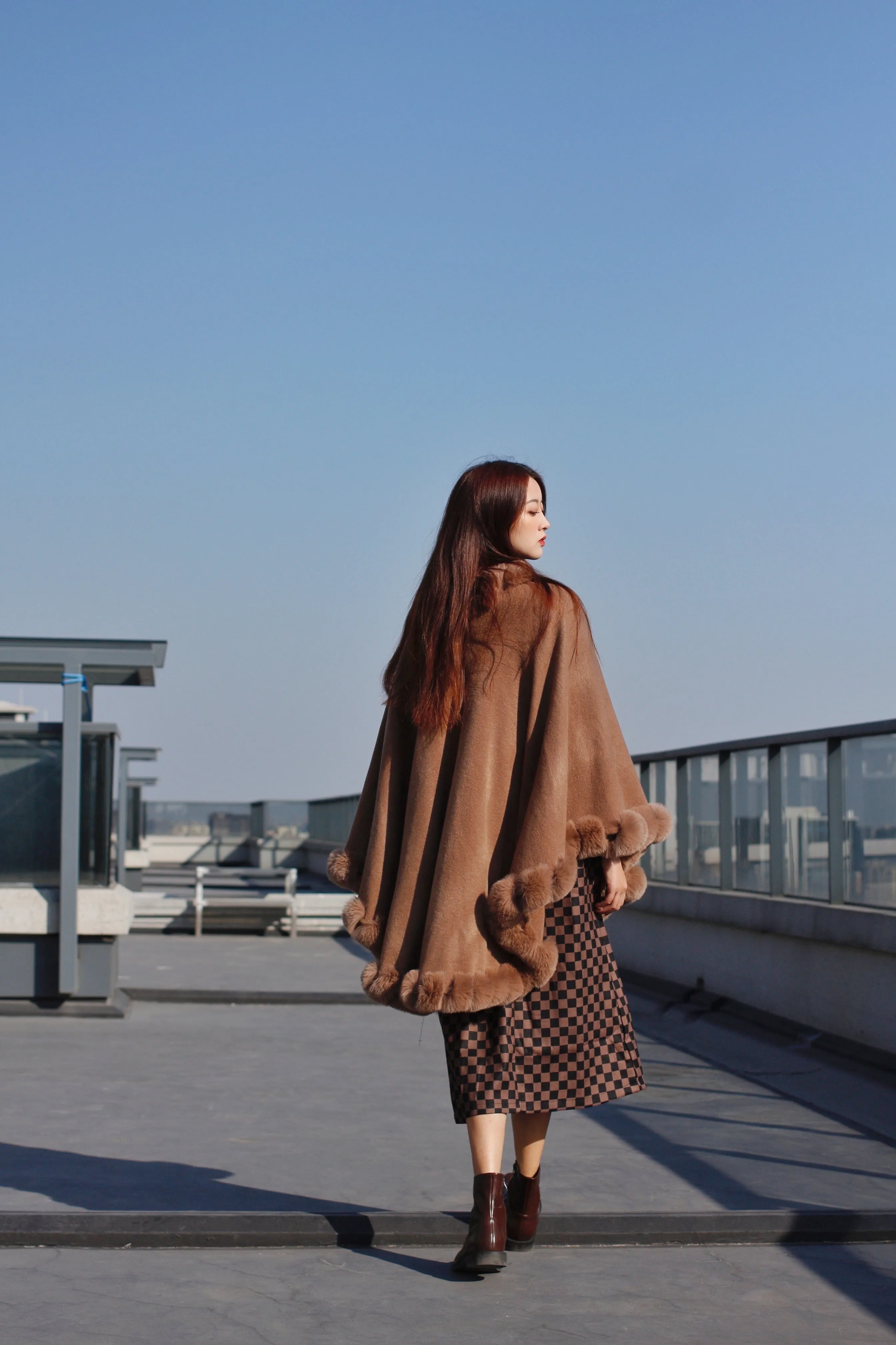 Faux Fur Cape Kimono