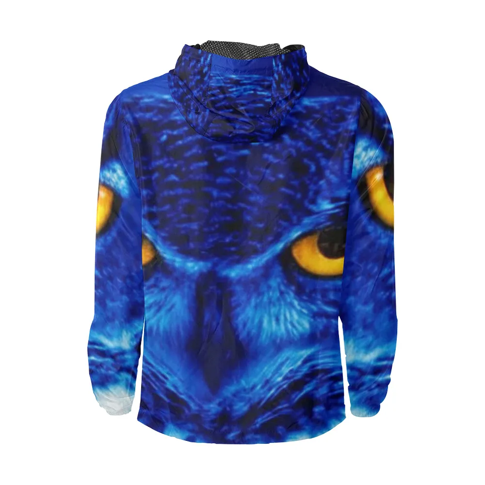 FLASHY BLUE OWL All Over Print Windbreaker for Unisex