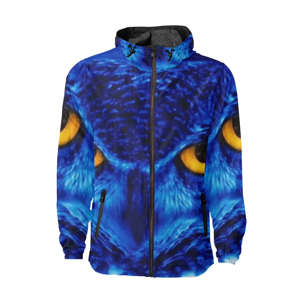 FLASHY BLUE OWL All Over Print Windbreaker for Unisex