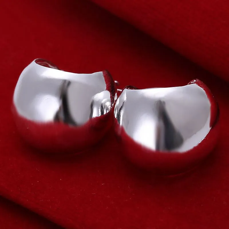 Free Shipping Hot 2015 silver earings Smooth Egg  stud  brinco joyas