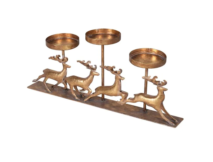 Gold Reindeer Candle Holder