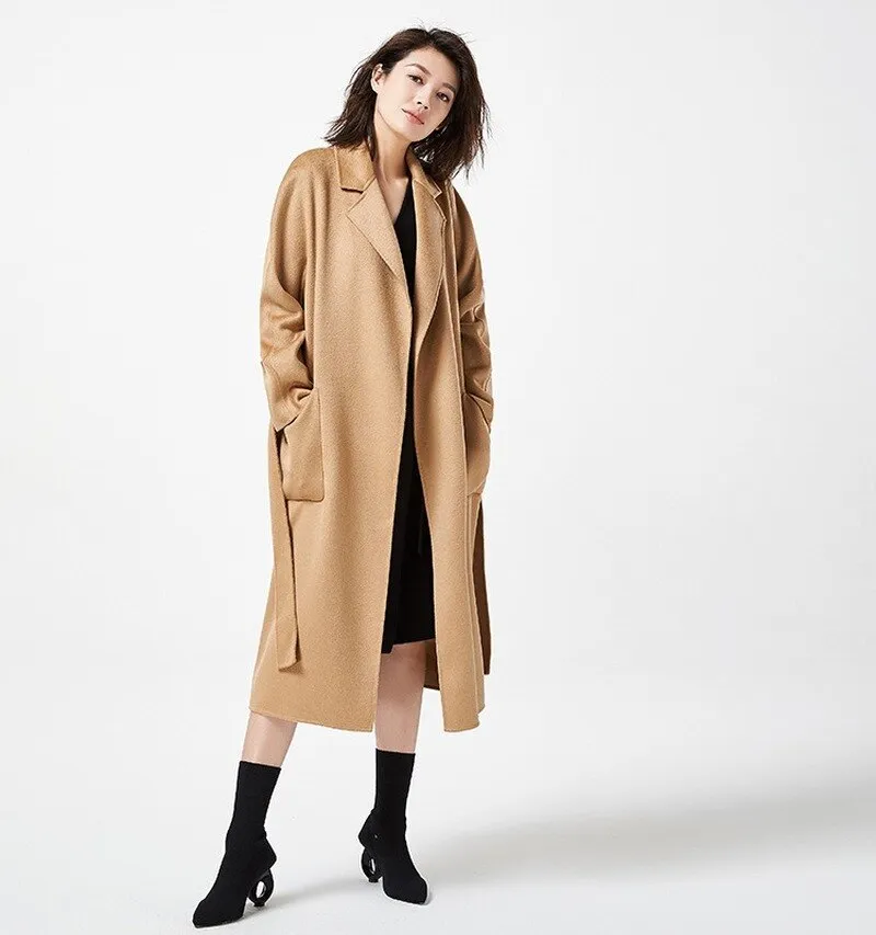 Handmade Double-Sided Wool Cashmere Coat - Autumn/Winter Style