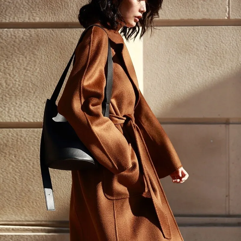 Handmade Double-Sided Wool Cashmere Coat - Autumn/Winter Style