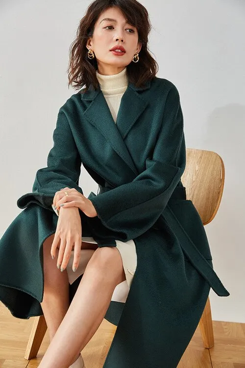 Handmade Double-Sided Wool Cashmere Coat - Autumn/Winter Style