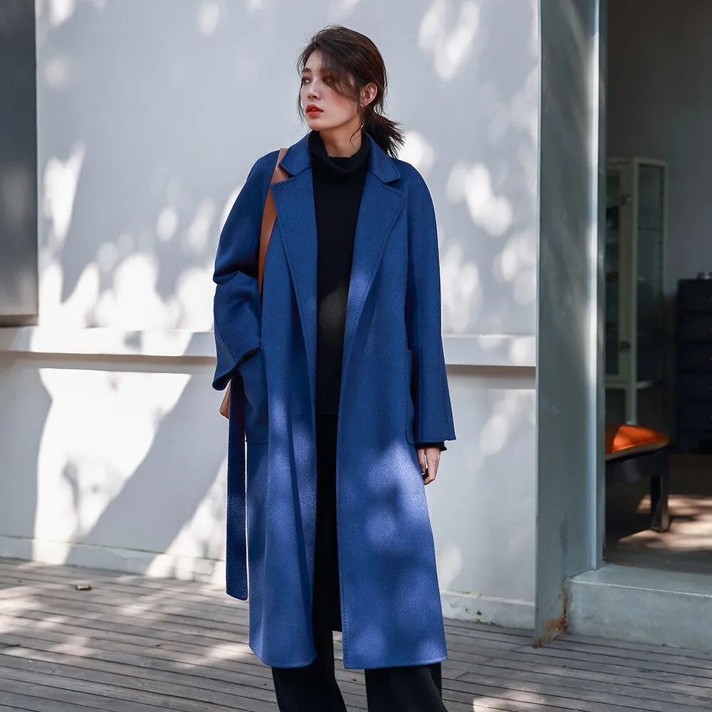 Handmade Double-Sided Wool Cashmere Coat - Autumn/Winter Style