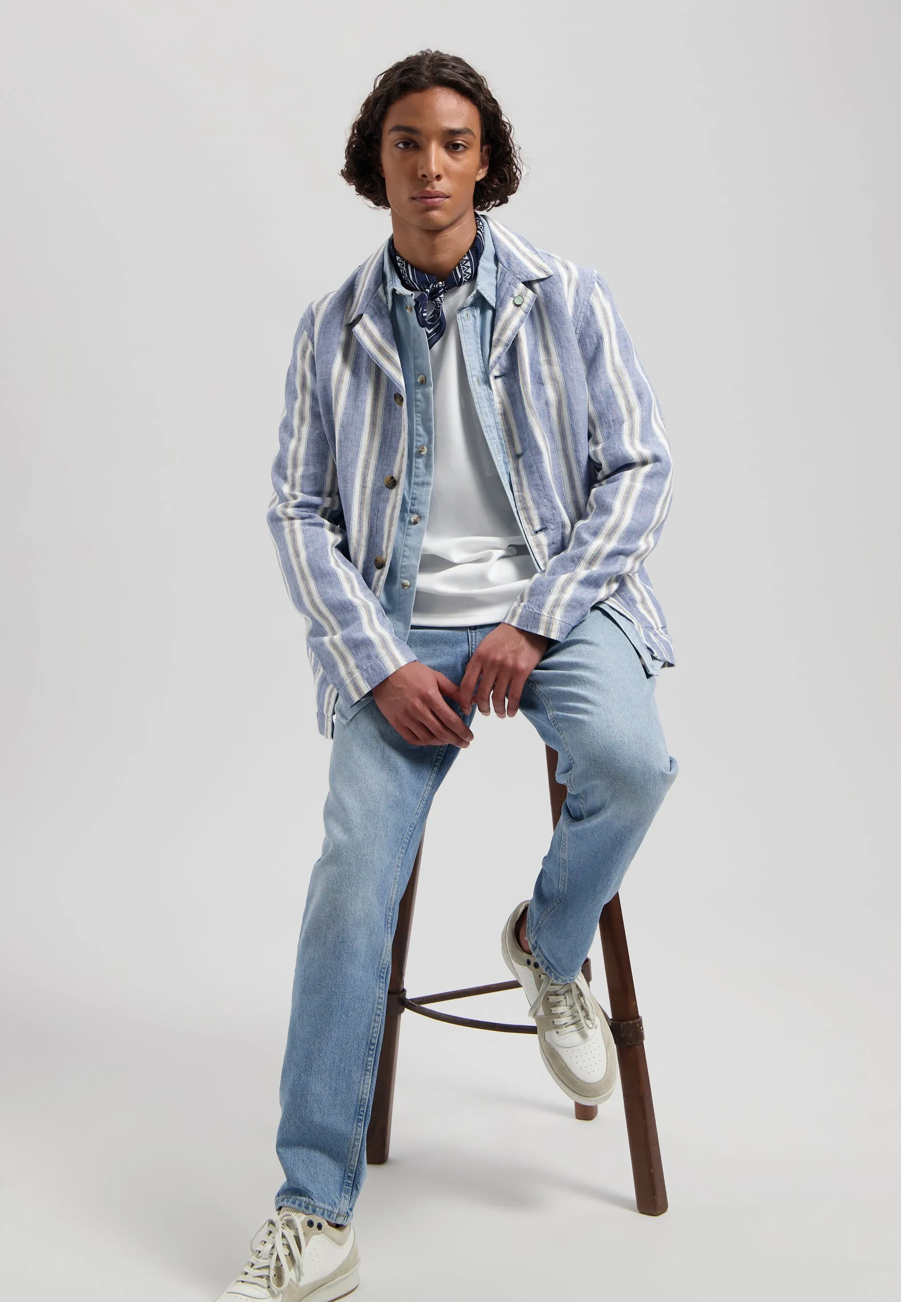 Harlan Railway Jacket: Blue Chambray