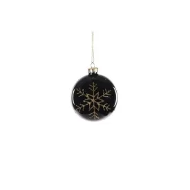 Jingles Glass Black Bauble Gold Snowflake 8cm