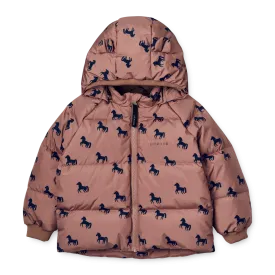 Liewood Polle Puffer Jacket | Horses - Dark Rosetta