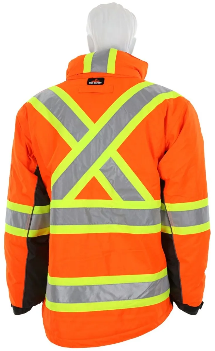 MCR Safety VT31JH Double Insulated Vortex High Visibility Rain Gear Winter Jacket, Hi Vis Orange, 1 Each