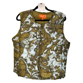 mustard paisley zip up puffer vest - xl