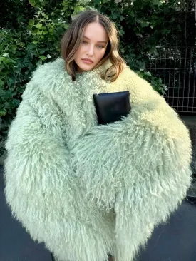 Oversized Plush Fur Coat For Women Elegant Soft Warm Long Sleeve Loose Jackets Winter Chic Street Outerwear ﻿