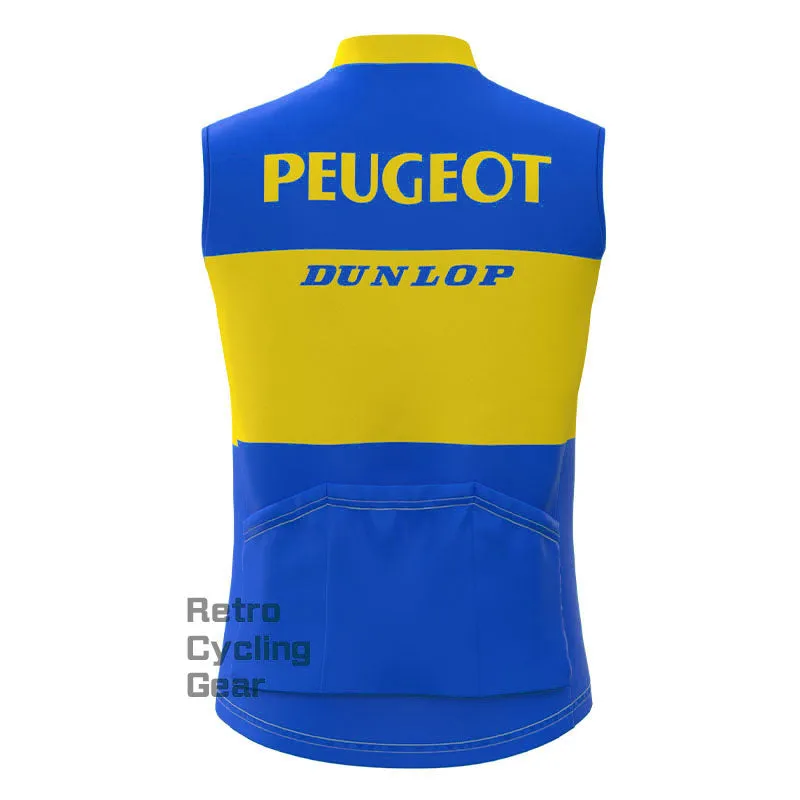 Peugeot Blue-Yellow Fleece Retro Cycling Vest