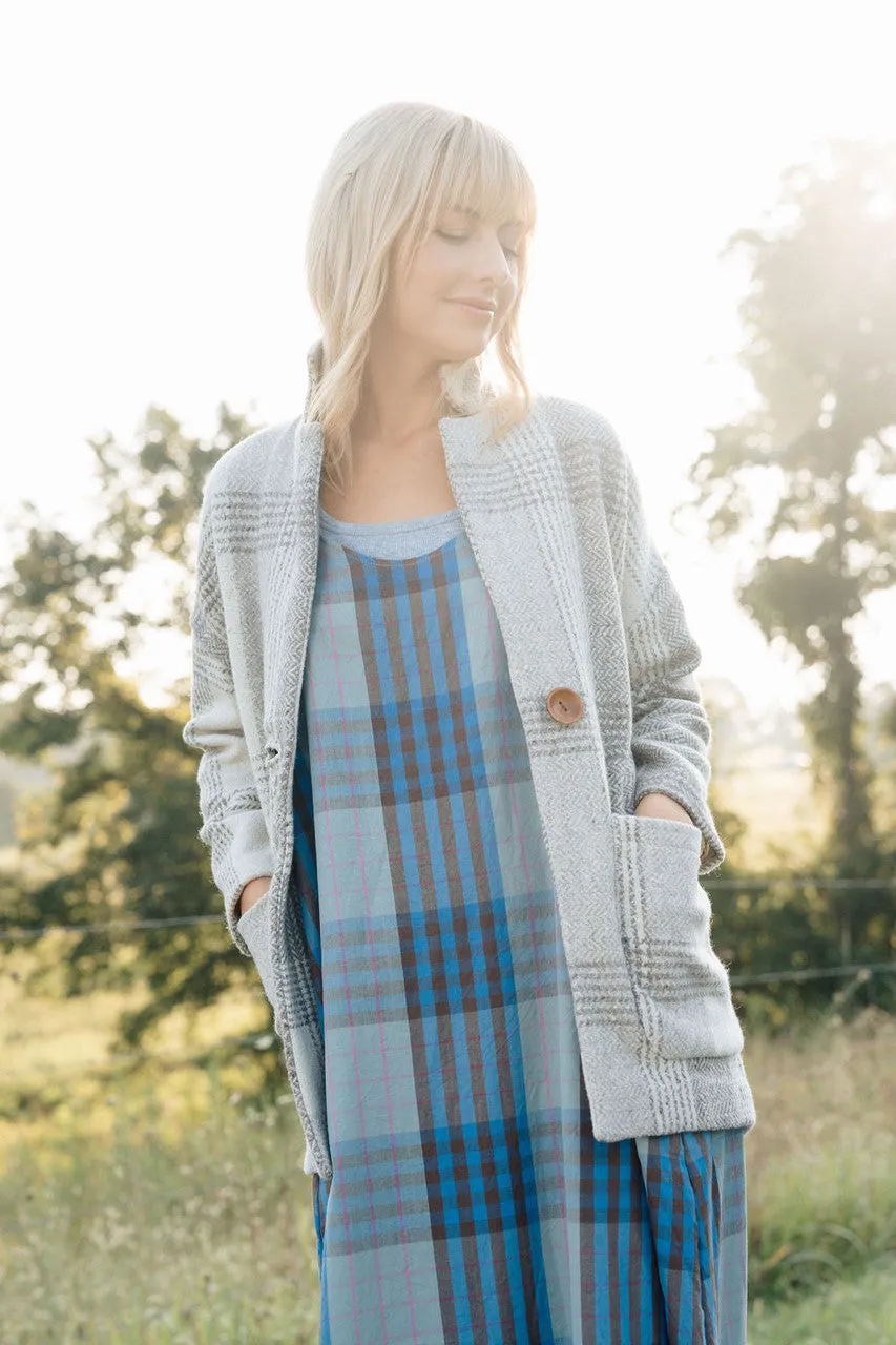 Portuguese Wool Pieper Coat in Cream and Brown Plaid  - Pre-Order 12/31