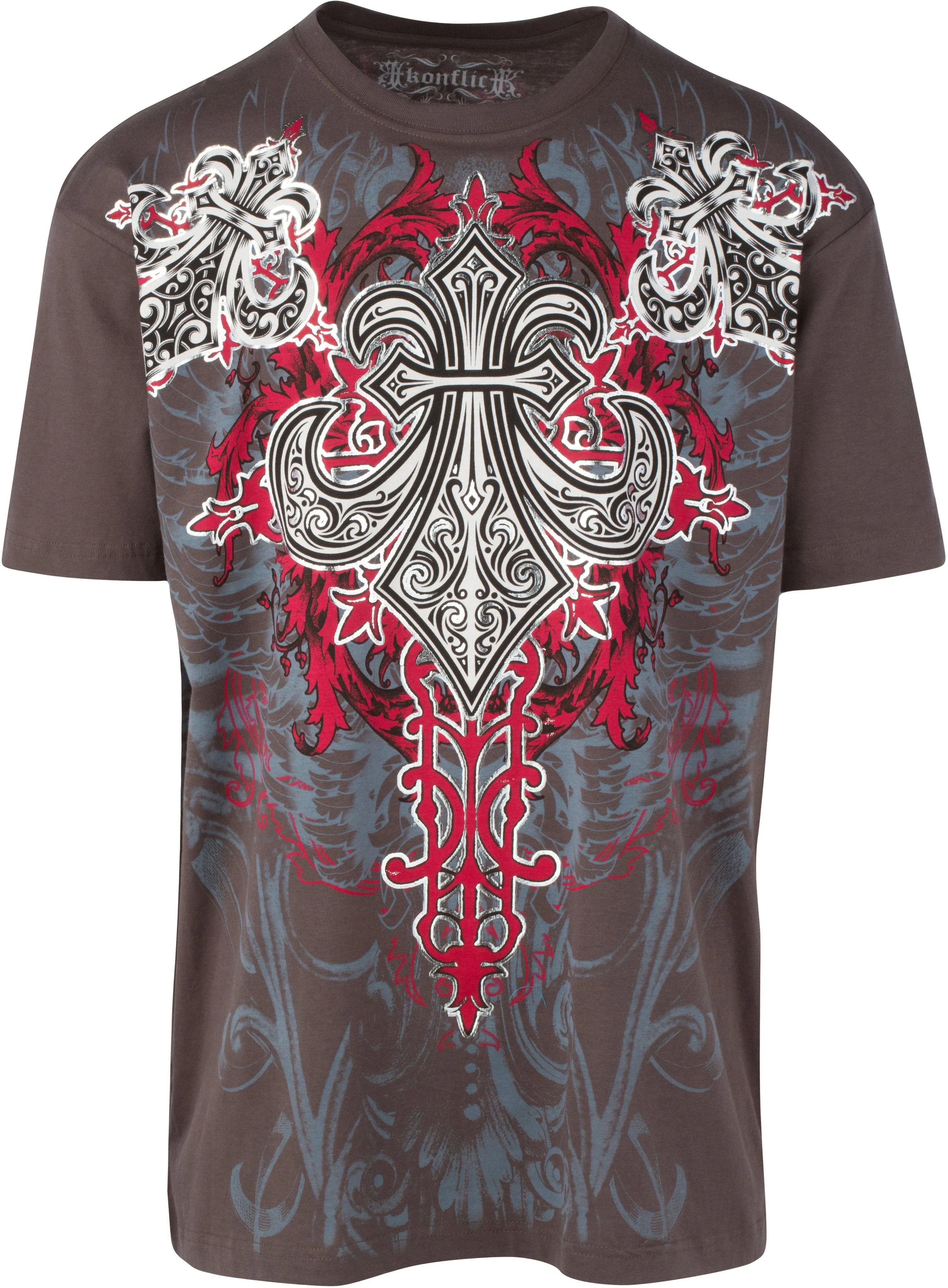 Sakkas Saints Glory Metallic Embossed Mens Fashion T-Shirt