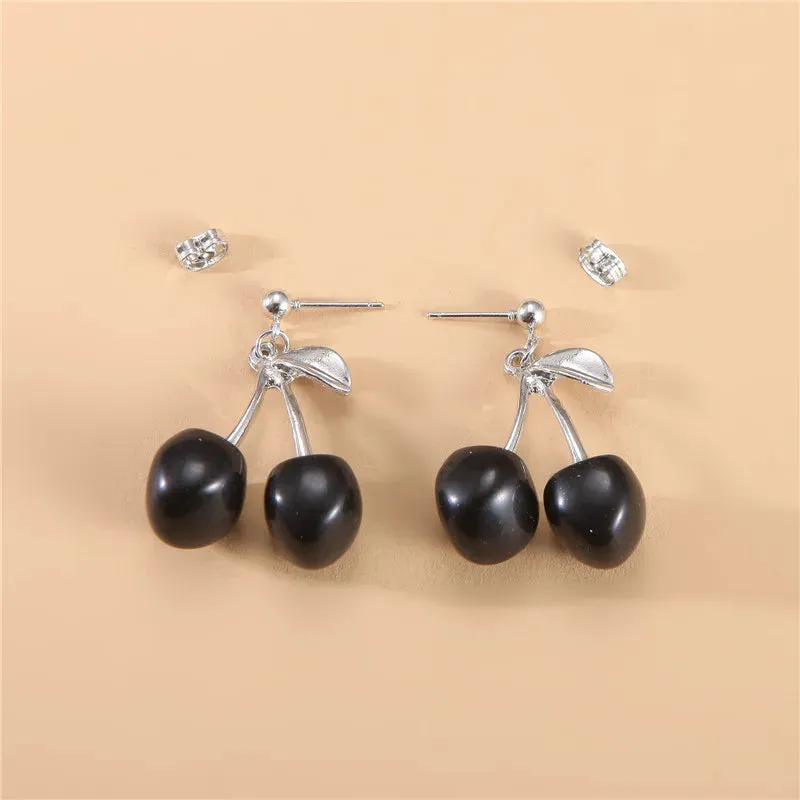 Sweet Summer Red Transparent Cherry Long Nail Anime New Earring