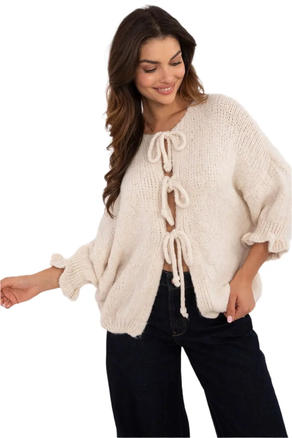 TEEK - 3 Tie Ruffle Wrist Cardigan