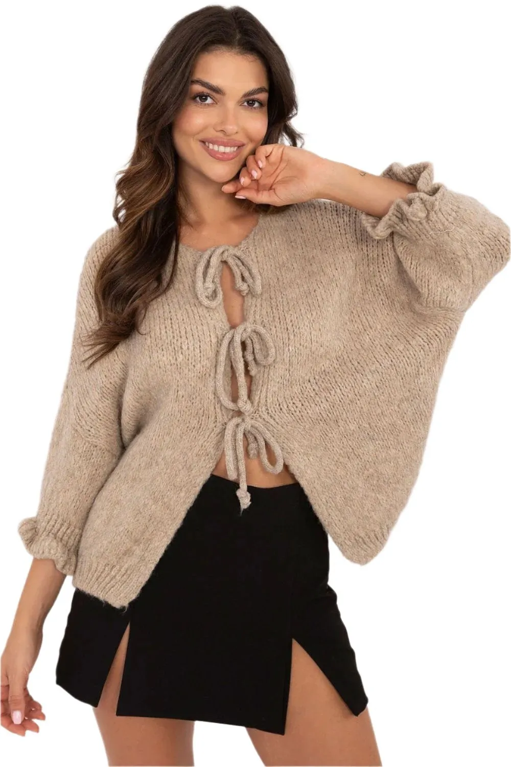 TEEK - 3 Tie Ruffle Wrist Cardigan