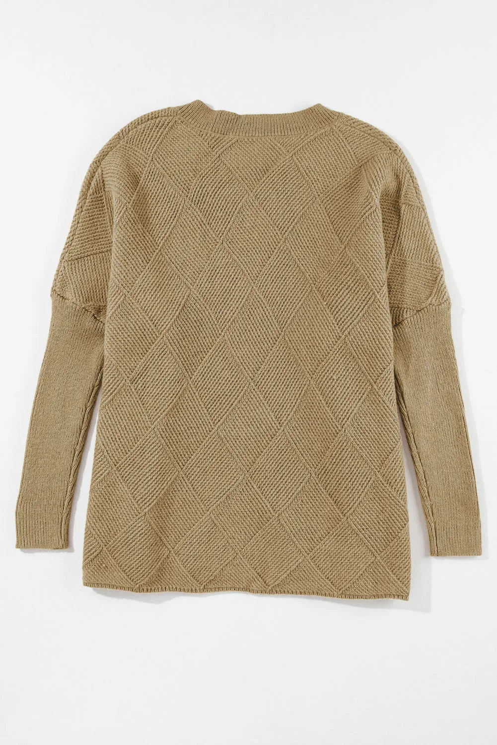 TEEK - Camel V-Neck Batwing Sleeve Sweater