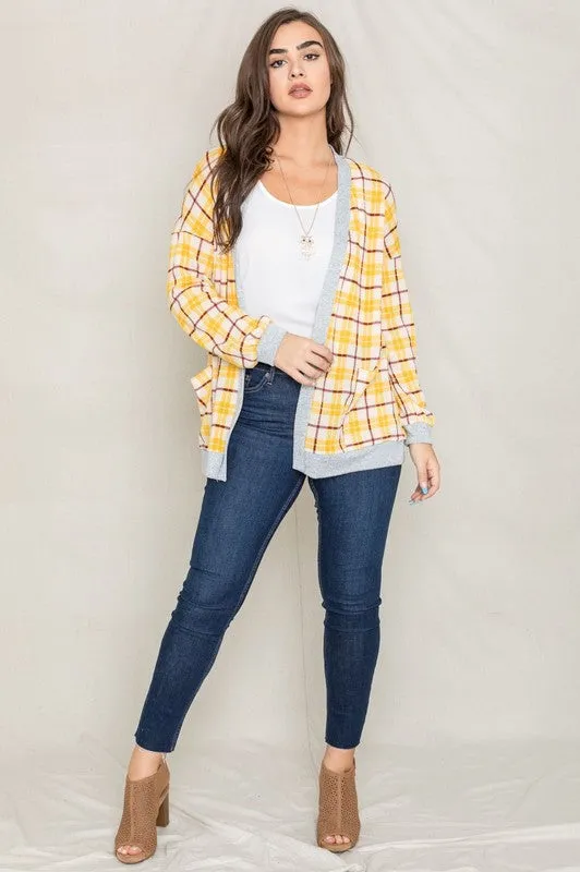 TEEK - Knit Plaid Slouch Cardigan