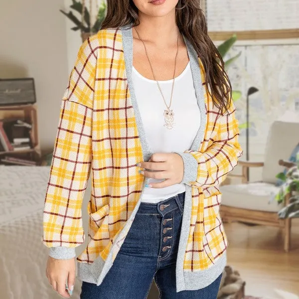 TEEK - Knit Plaid Slouch Cardigan