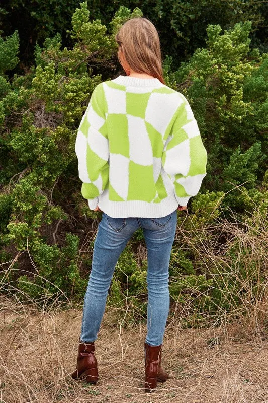 TEEK - Multi Geo Checker Knit Sweater