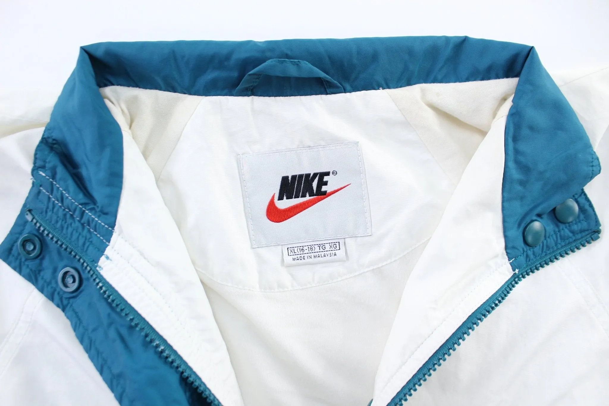 Women's 90's Nike Embroidered Logo Teal & White Zip Up Jacket