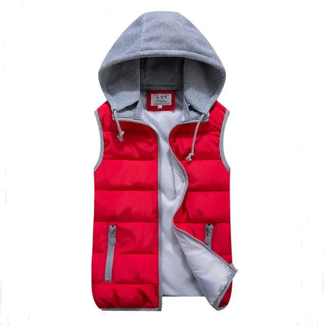 women's cotton wool collar hooded down vest Removable hat Hot high quality Brand New female winter warm Jacket&Outerwear Thicken