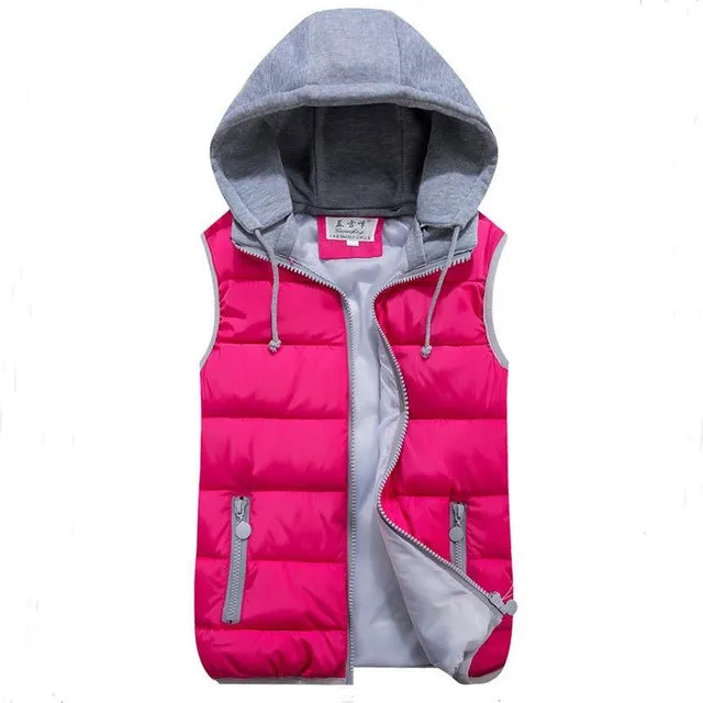 women's cotton wool collar hooded down vest Removable hat Hot high quality Brand New female winter warm Jacket&Outerwear Thicken