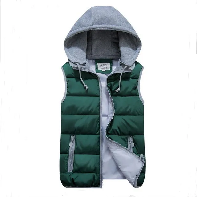 women's cotton wool collar hooded down vest Removable hat Hot high quality Brand New female winter warm Jacket&Outerwear Thicken