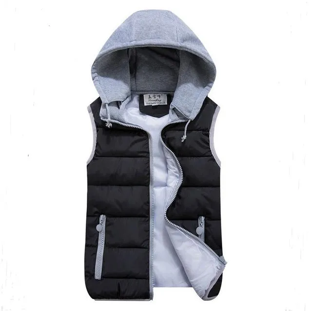 women's cotton wool collar hooded down vest Removable hat Hot high quality Brand New female winter warm Jacket&Outerwear Thicken