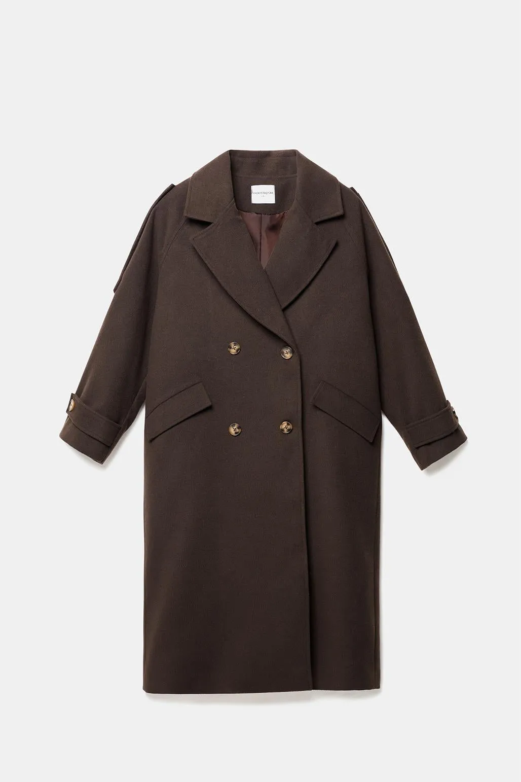 Wool Blend Long Coat Brown